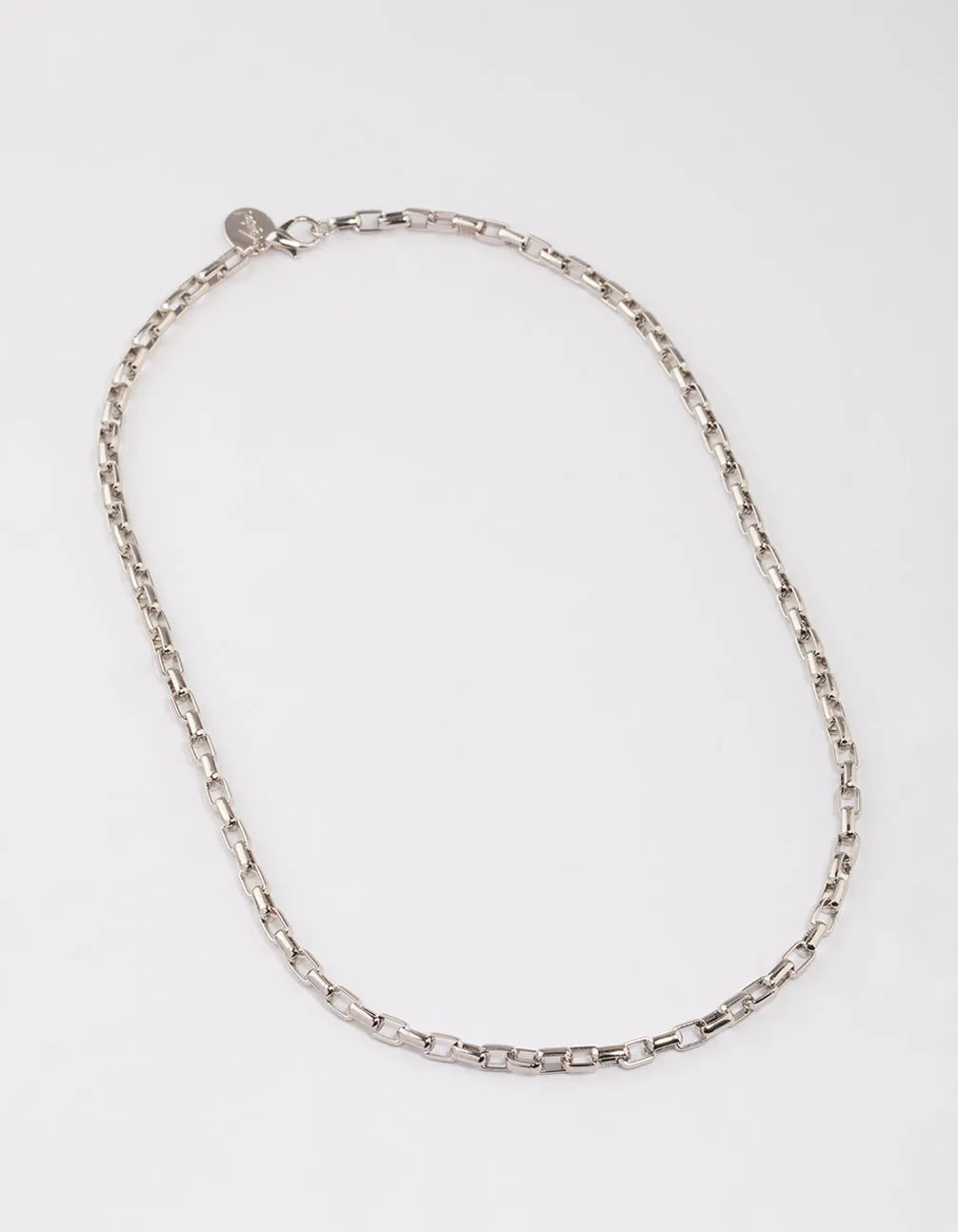 Silver Statement Box Chain Necklace
