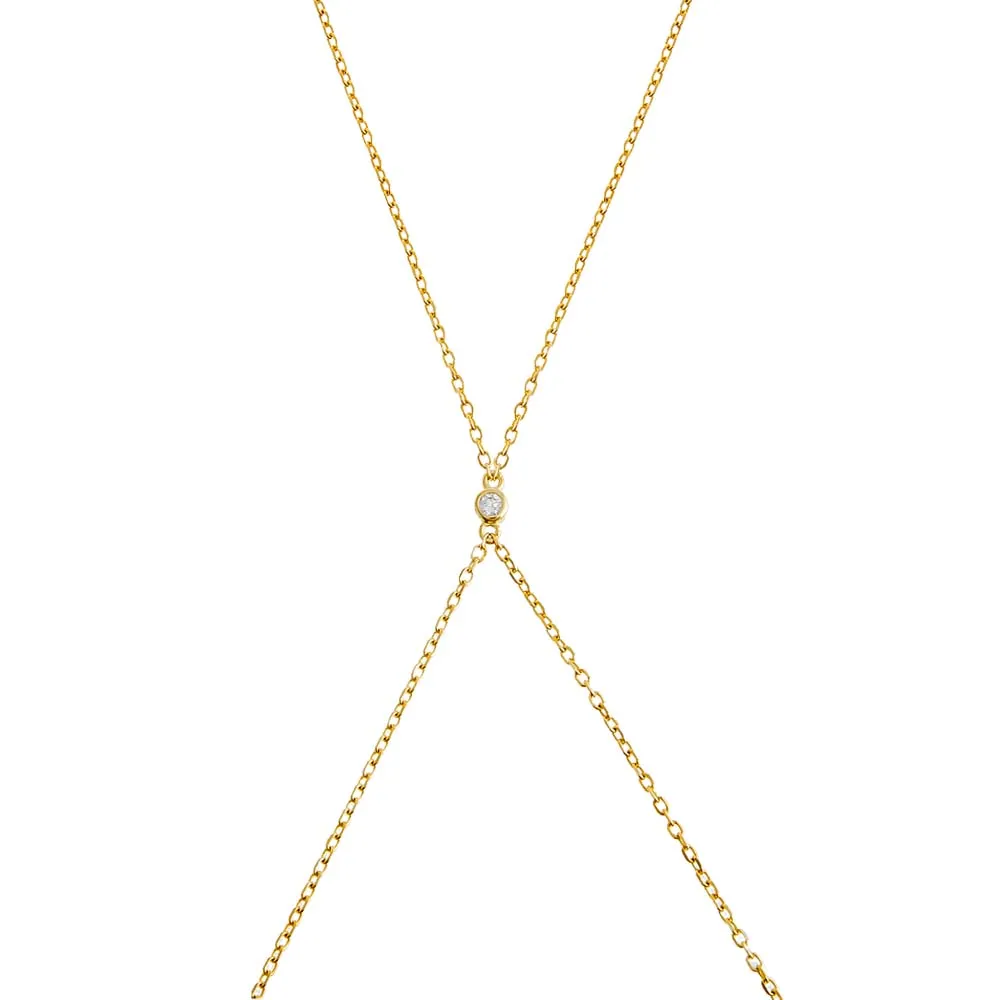 Single CZ Bezel Stone Body Chain