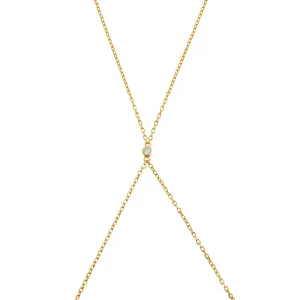 Single CZ Bezel Stone Body Chain