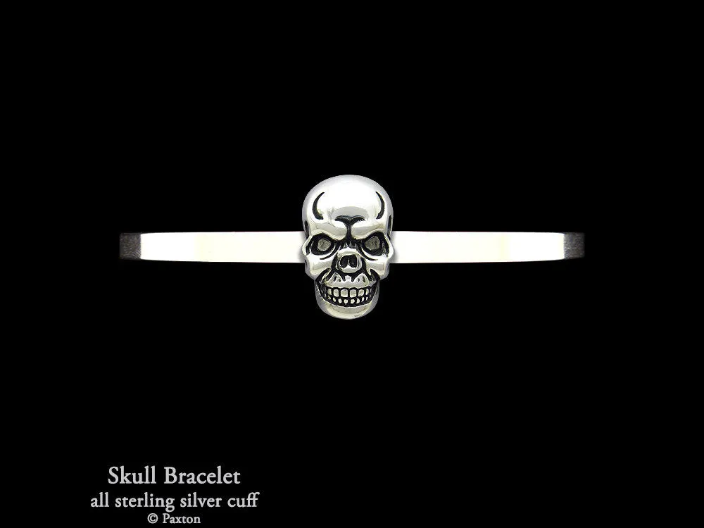 Skull Cuff Bracelet Sterling Silver