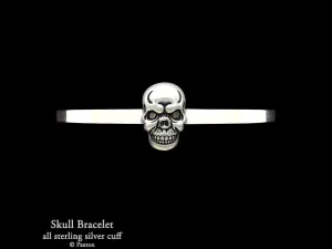 Skull Cuff Bracelet Sterling Silver
