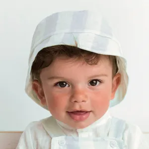 Sky Blue Candy Striped Summer Hat