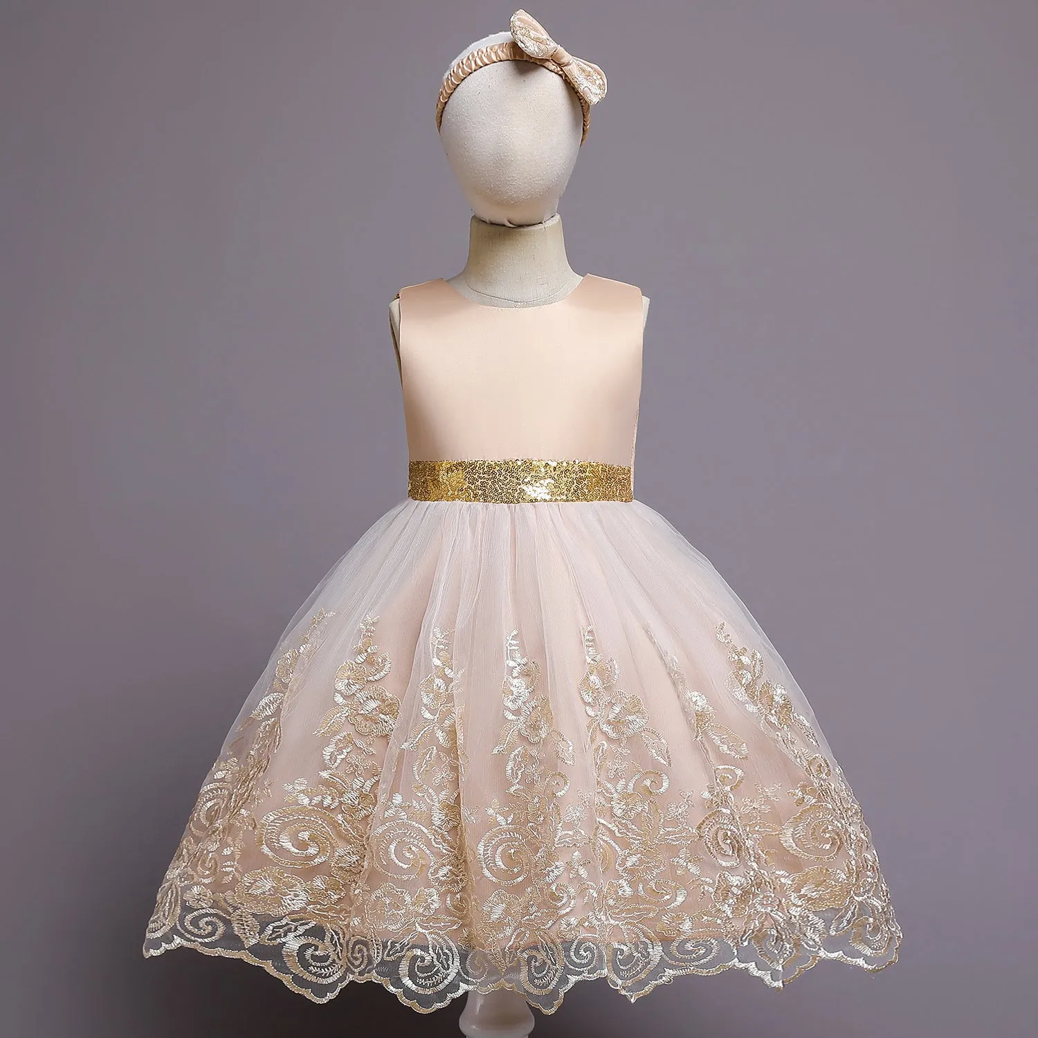 Sleeveless Fancy Wedding Dress for Girls: Baby Kids Princess