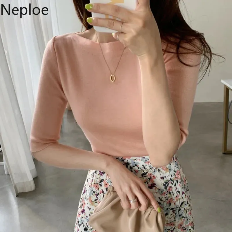 Slim Fit Half Sleeve Causal Blouse with O-Neck