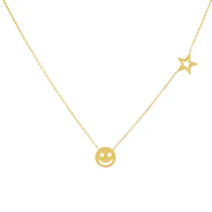 Smiley Face X Star Necklace
