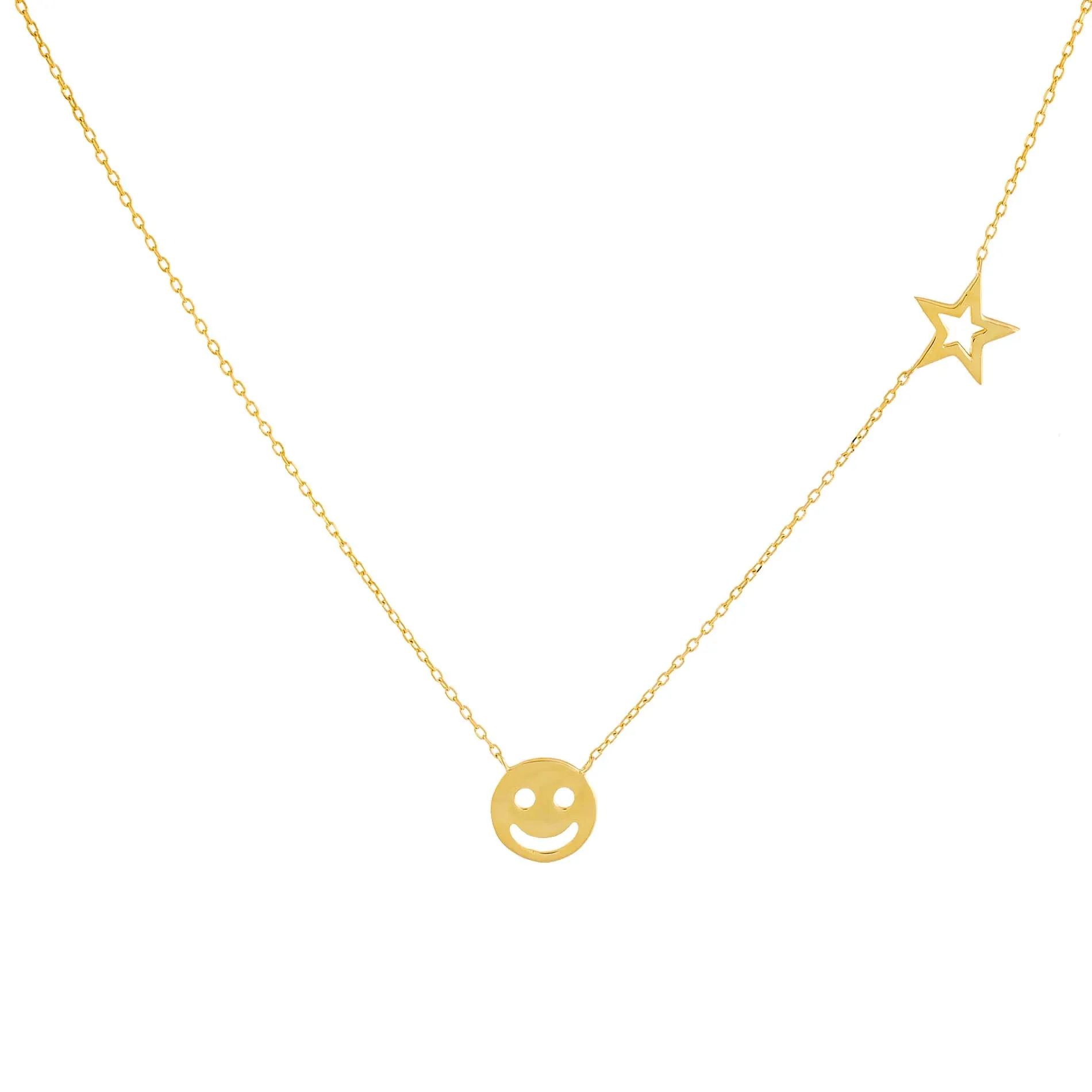 Smiley Face X Star Necklace