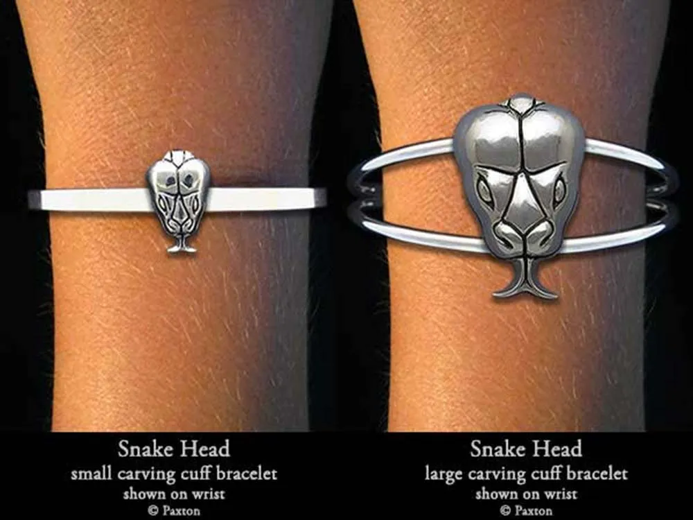 Snake Head Cuff Bracelet Sterling Silver