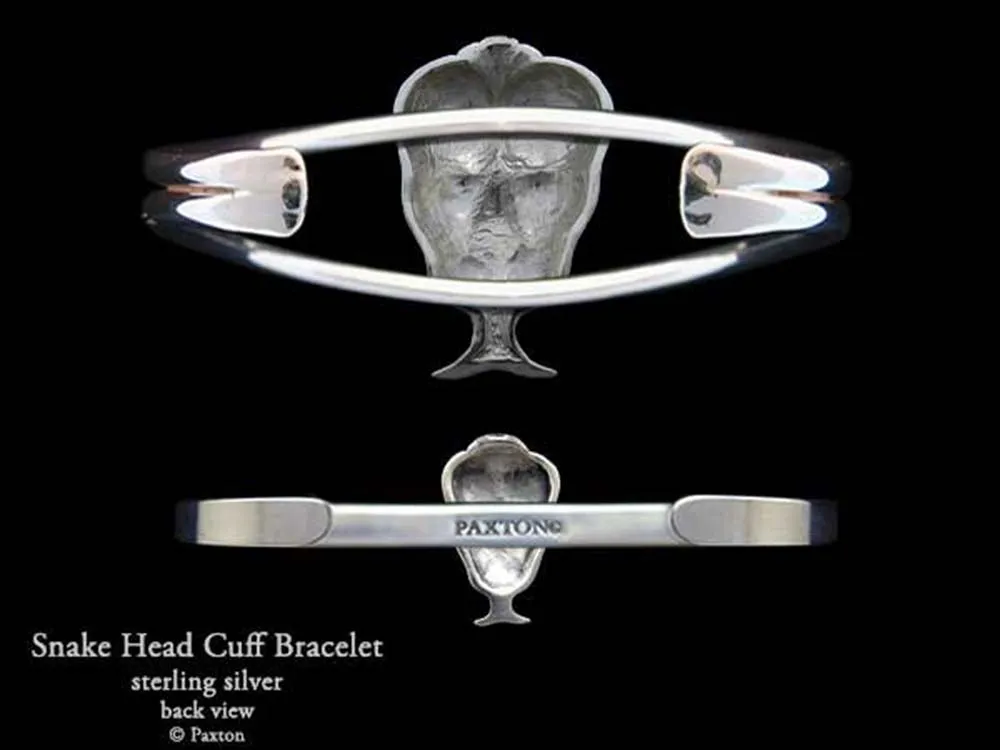 Snake Head Cuff Bracelet Sterling Silver