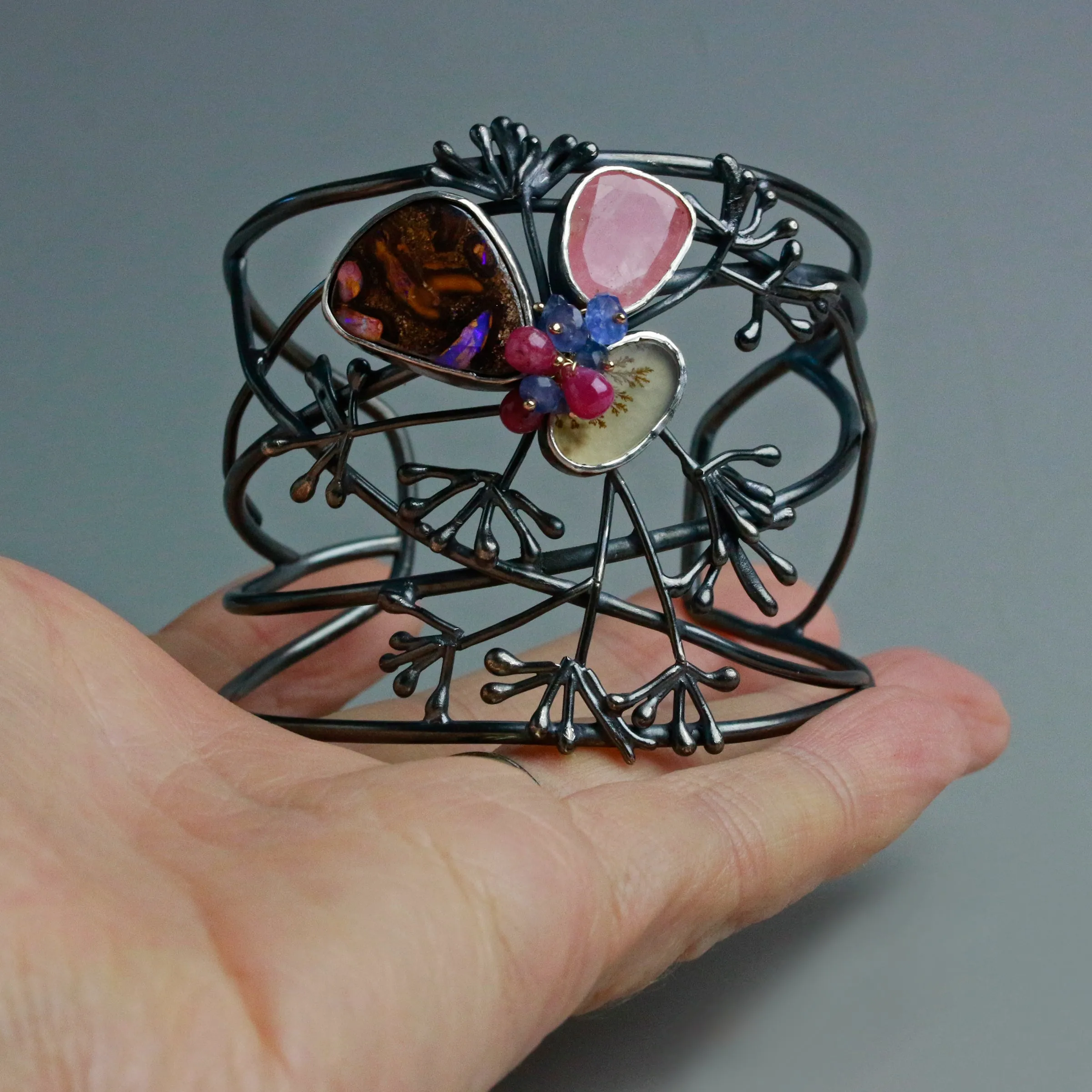 Sold  Allium Spray Boulder Opal Cuff