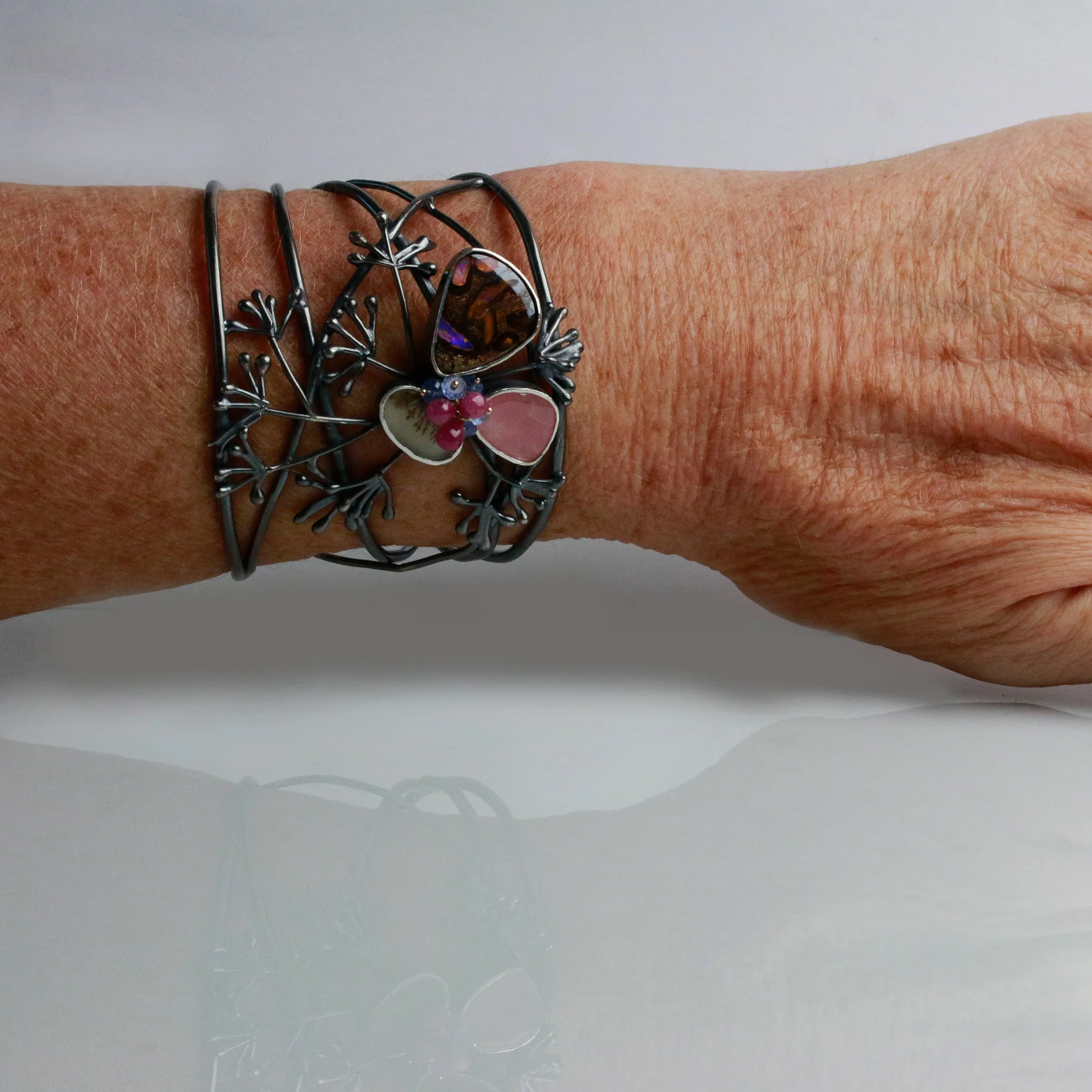 Sold  Allium Spray Boulder Opal Cuff