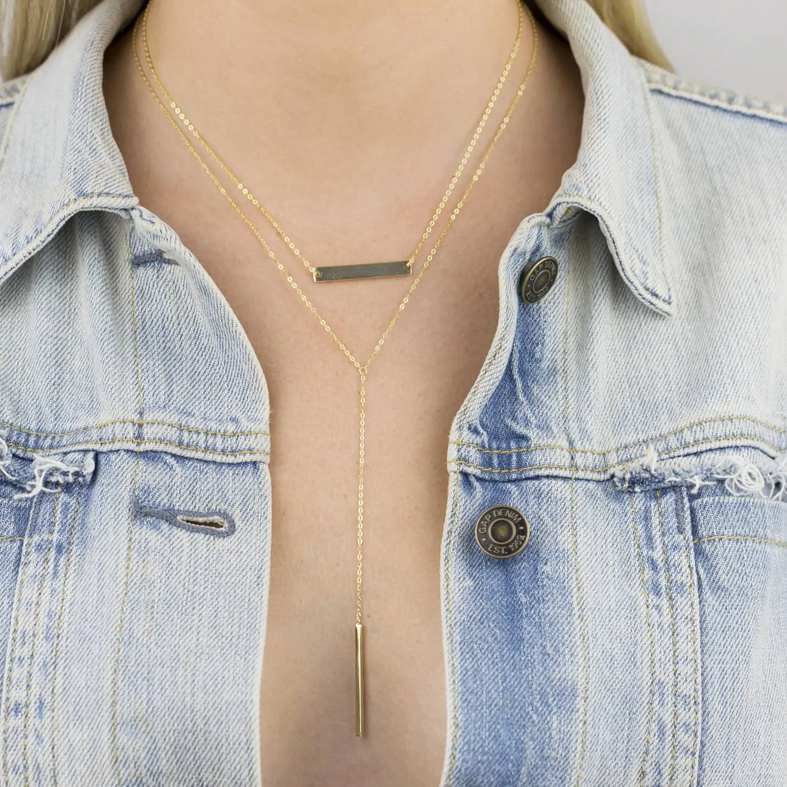 Solid Bar Drop Necklace
