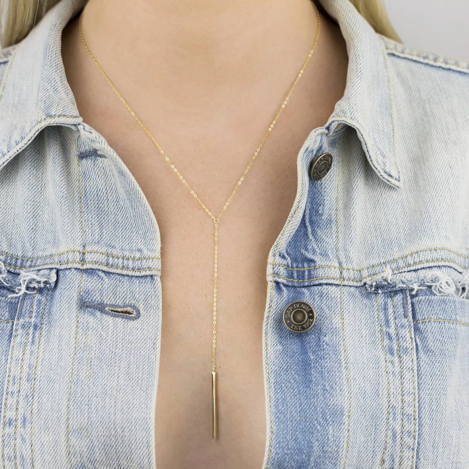 Solid Bar Drop Necklace
