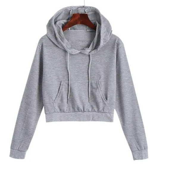 Solid Color Crop Hoodie