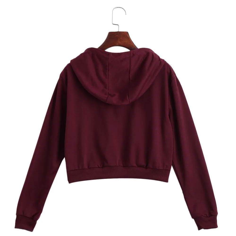 Solid Color Crop Hoodie