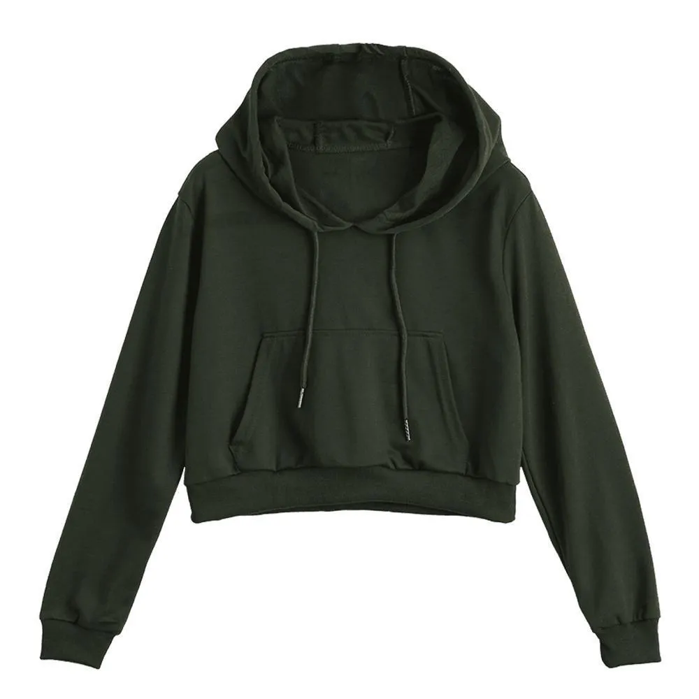 Solid Color Crop Hoodie
