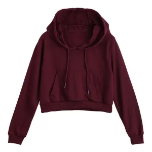 Solid Color Crop Hoodie