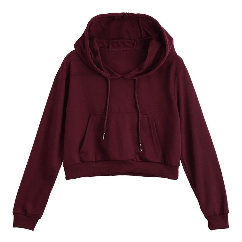 Solid Color Crop Hoodie