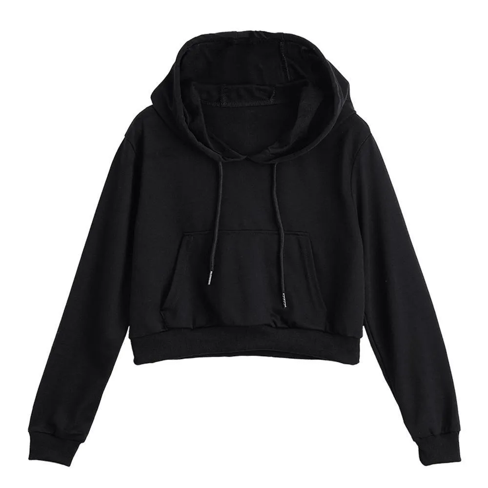 Solid Color Crop Hoodie