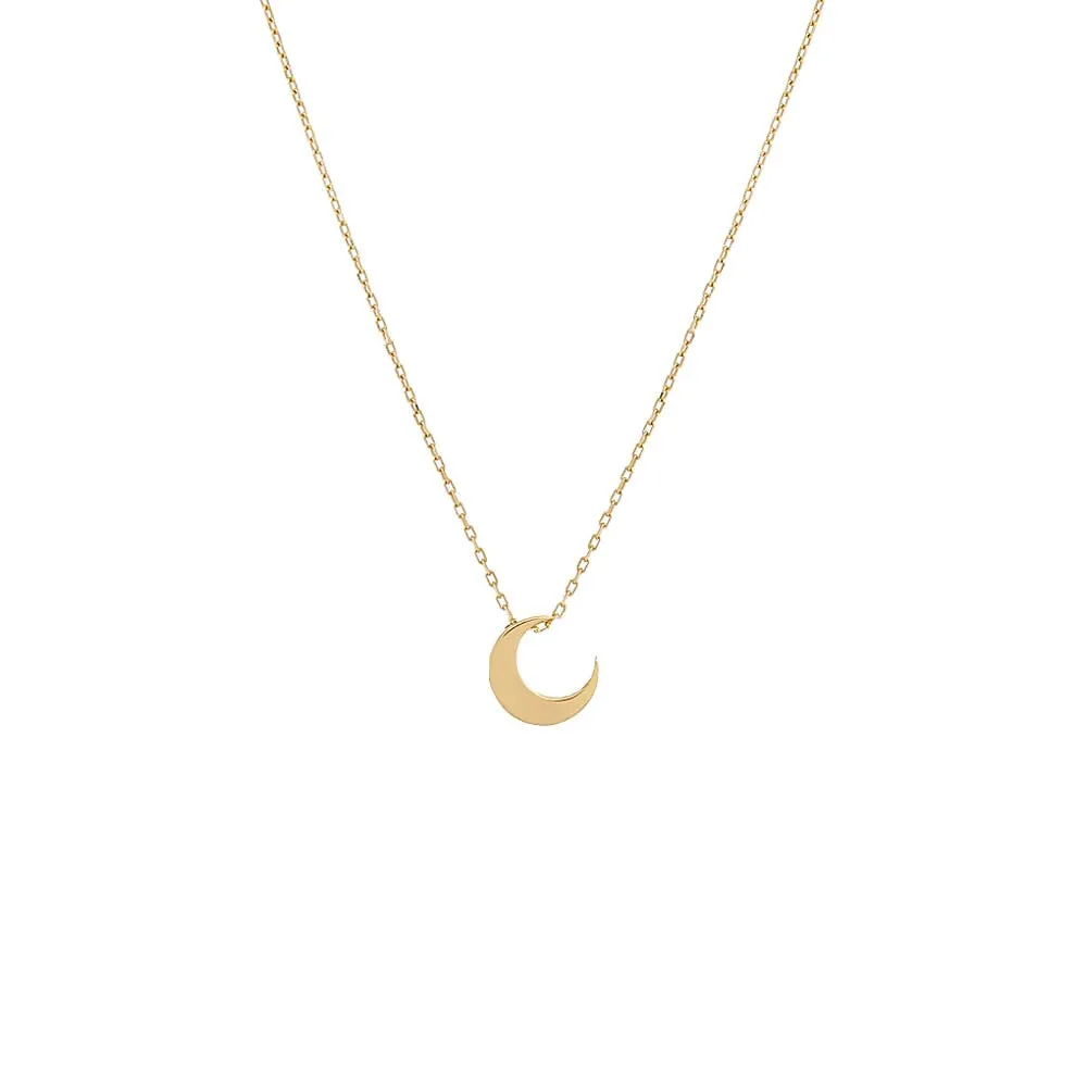 Solid Crescent Necklace 14K