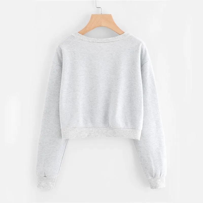 Solid Crop Sweatshirt