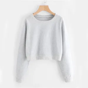Solid Crop Sweatshirt