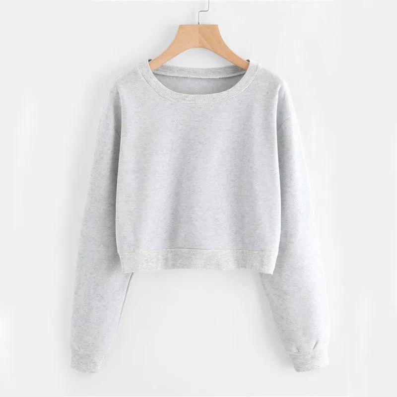 Solid Crop Sweatshirt