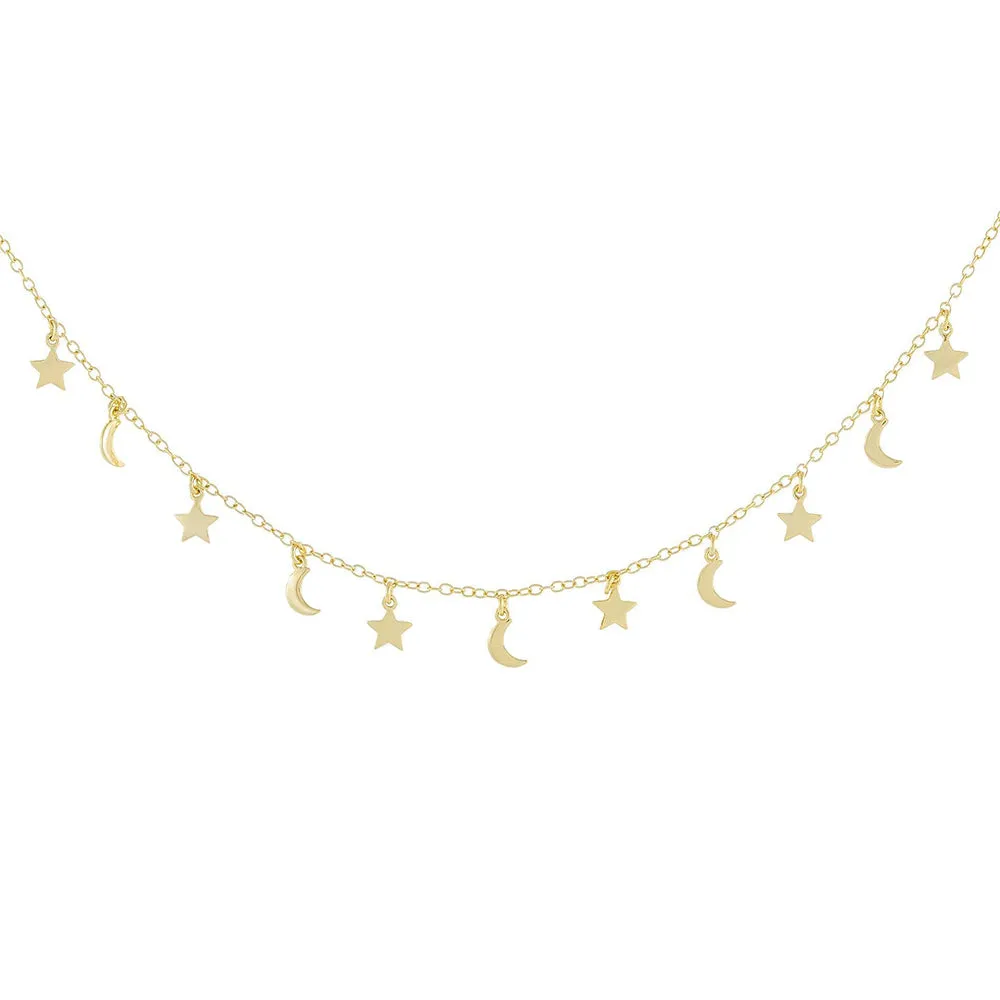 Solid Moon and Star Choker