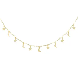 Solid Moon and Star Choker