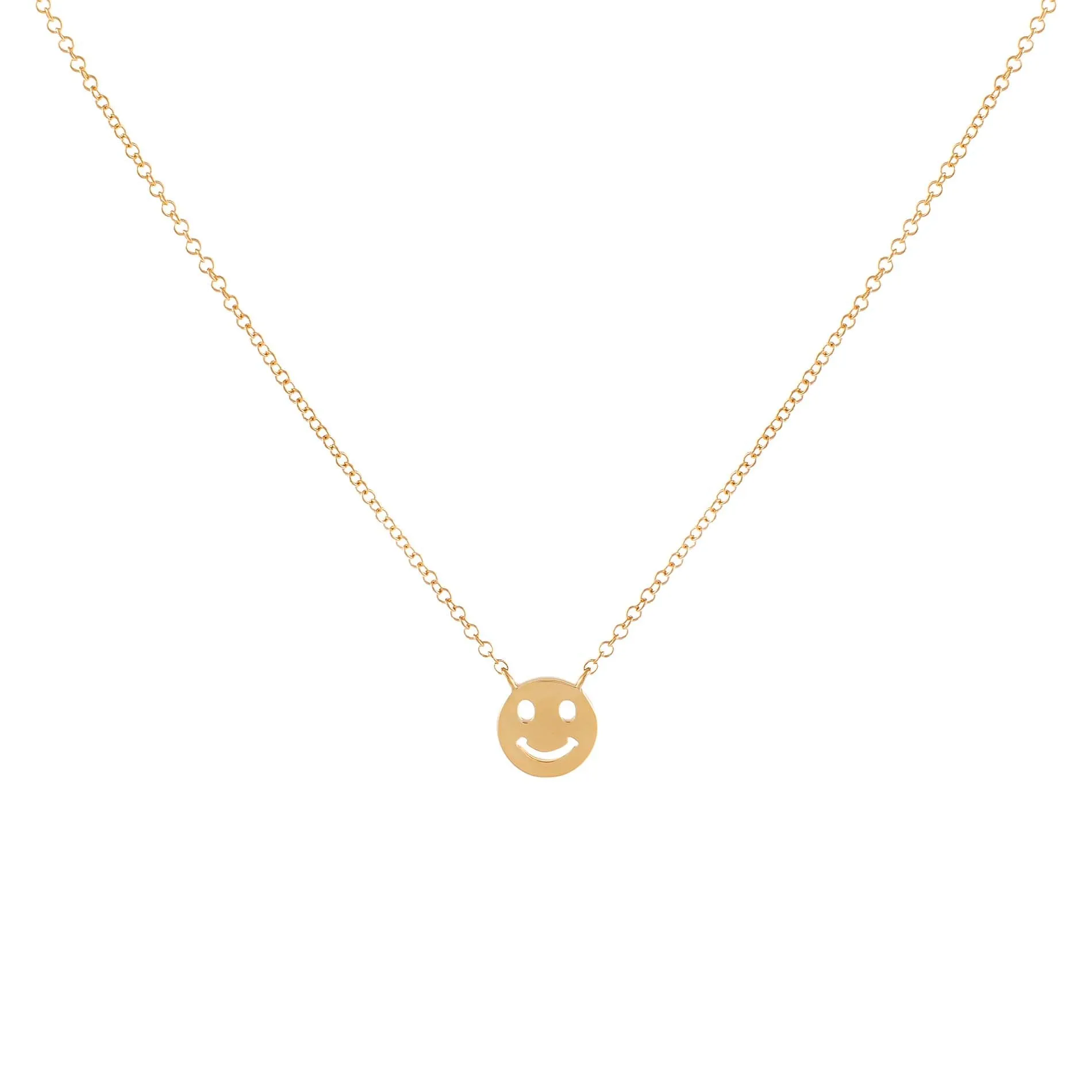 Solid Smiley Face Necklace 14K