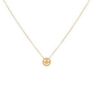 Solid Smiley Face Necklace 14K