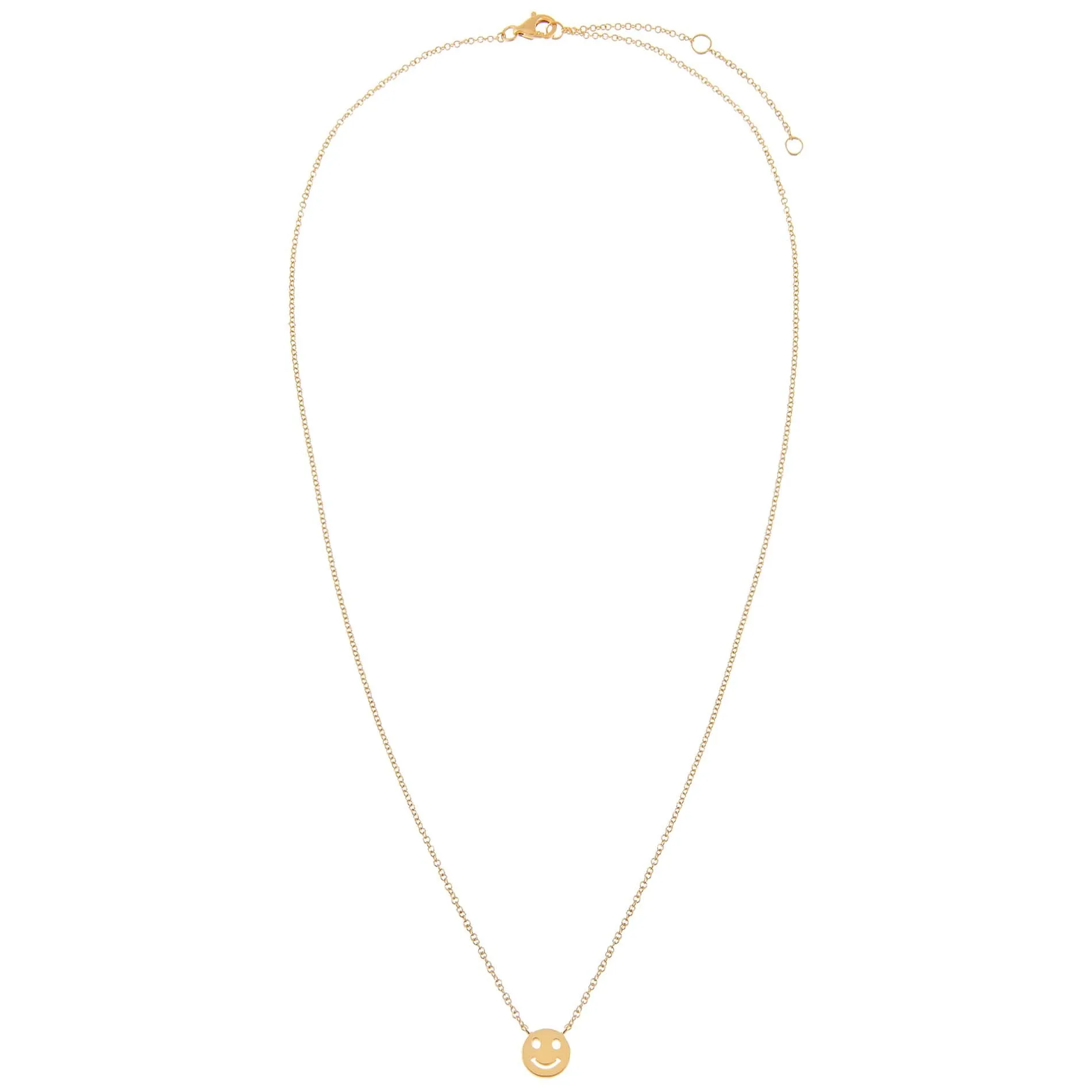 Solid Smiley Face Necklace 14K