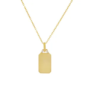 Solid x CZ Dog Tag Necklace