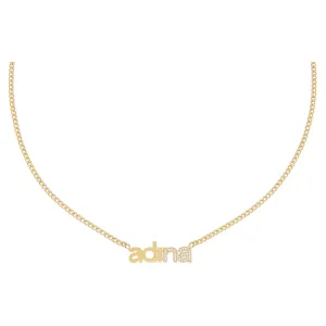 Solid/Pavé Lowercase Nameplate Necklace