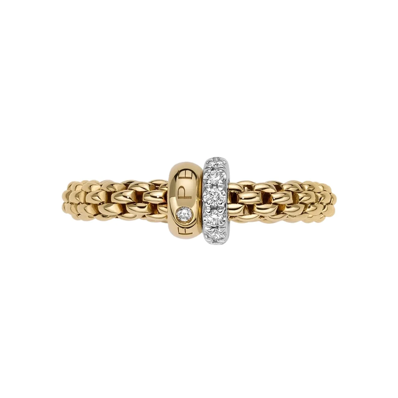 Solo 18K Yellow & White Gold Pavè Diamond Ring