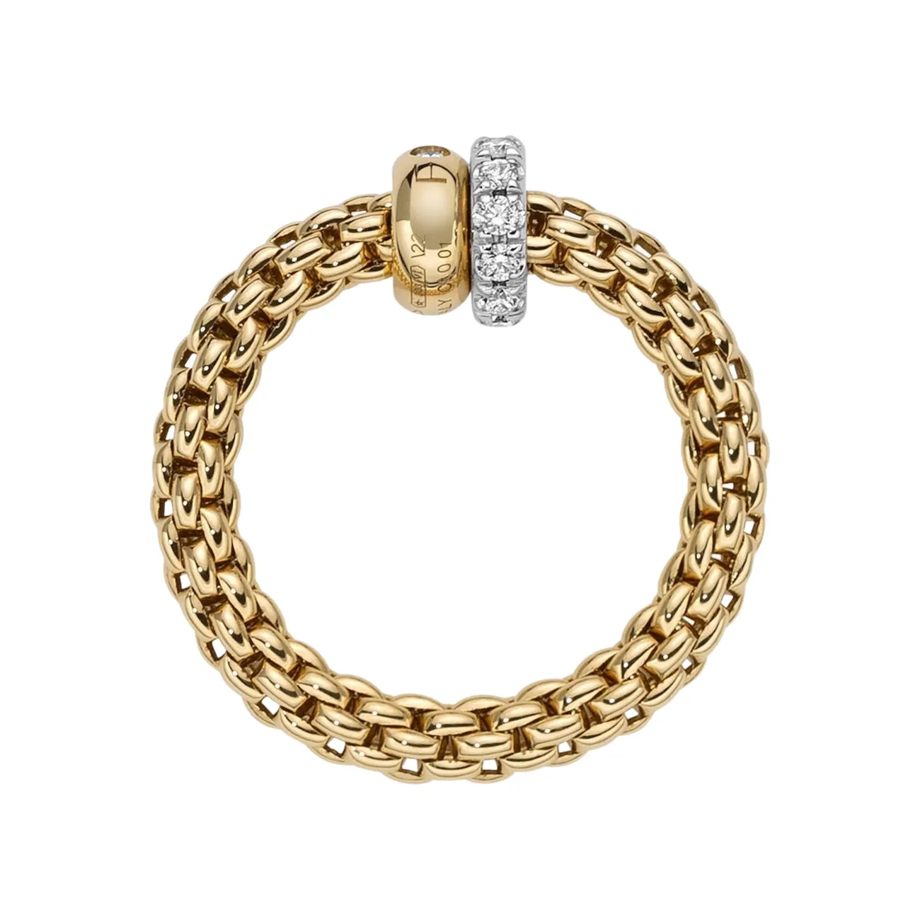 Solo 18K Yellow & White Gold Pavè Diamond Ring