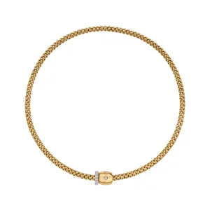 Solo 18K Yellow & White Gold Pavè White Diamond Necklace
