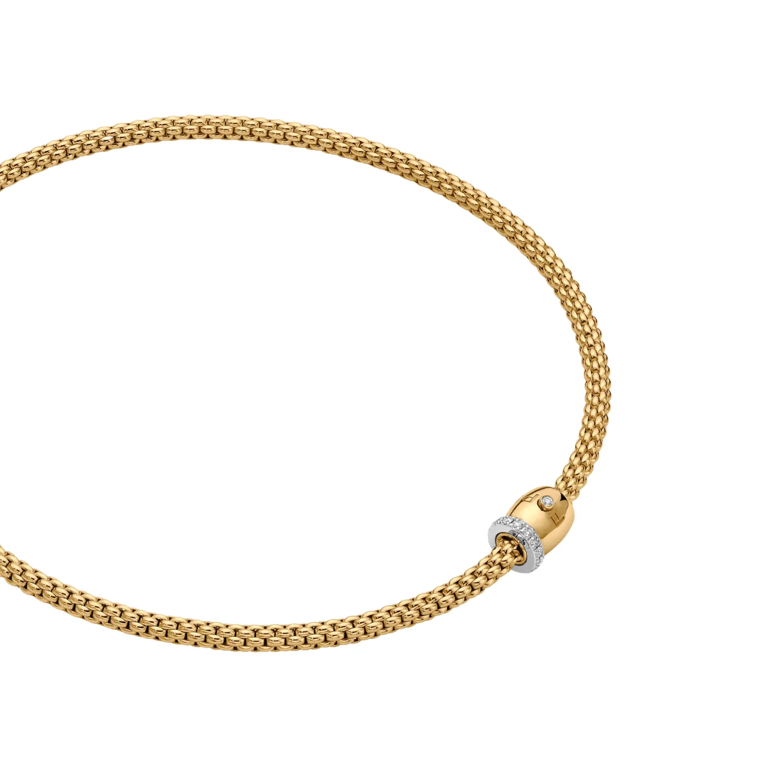 Solo 18K Yellow & White Gold Pavè White Diamond Necklace