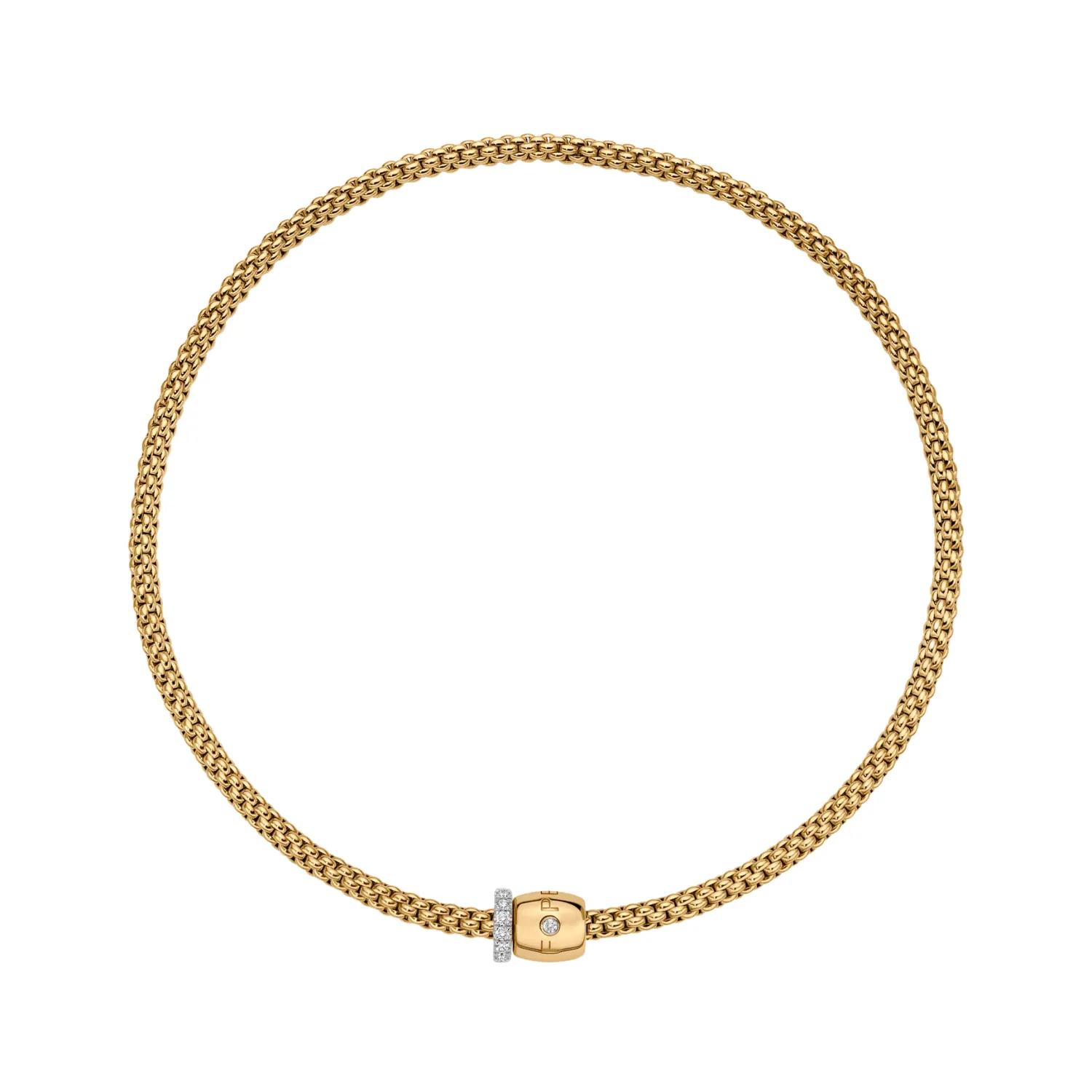 Solo 18K Yellow & White Gold Pavè White Diamond Necklace