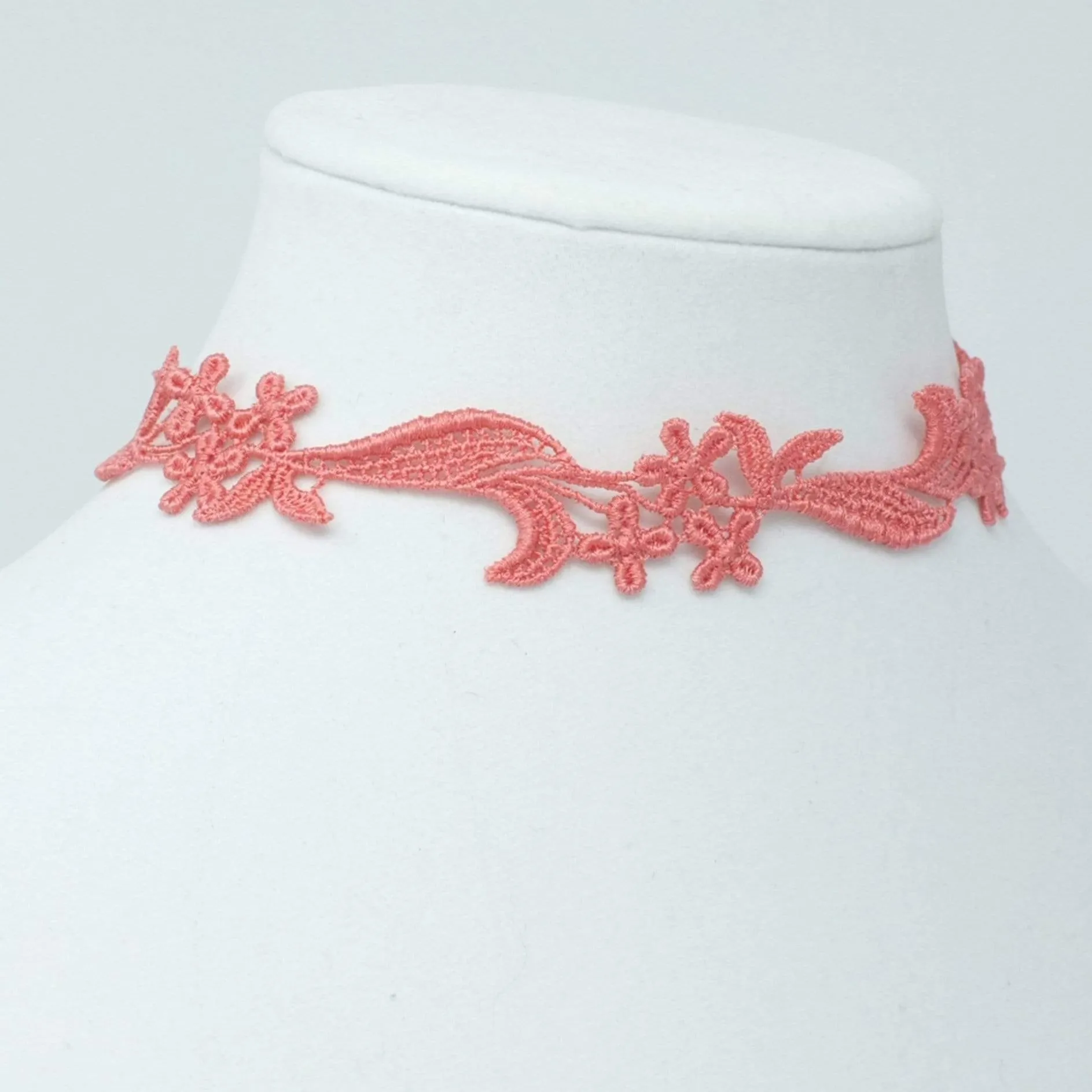 Sophia Coral Pink Floral Choker