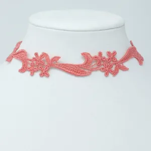 Sophia Coral Pink Floral Choker