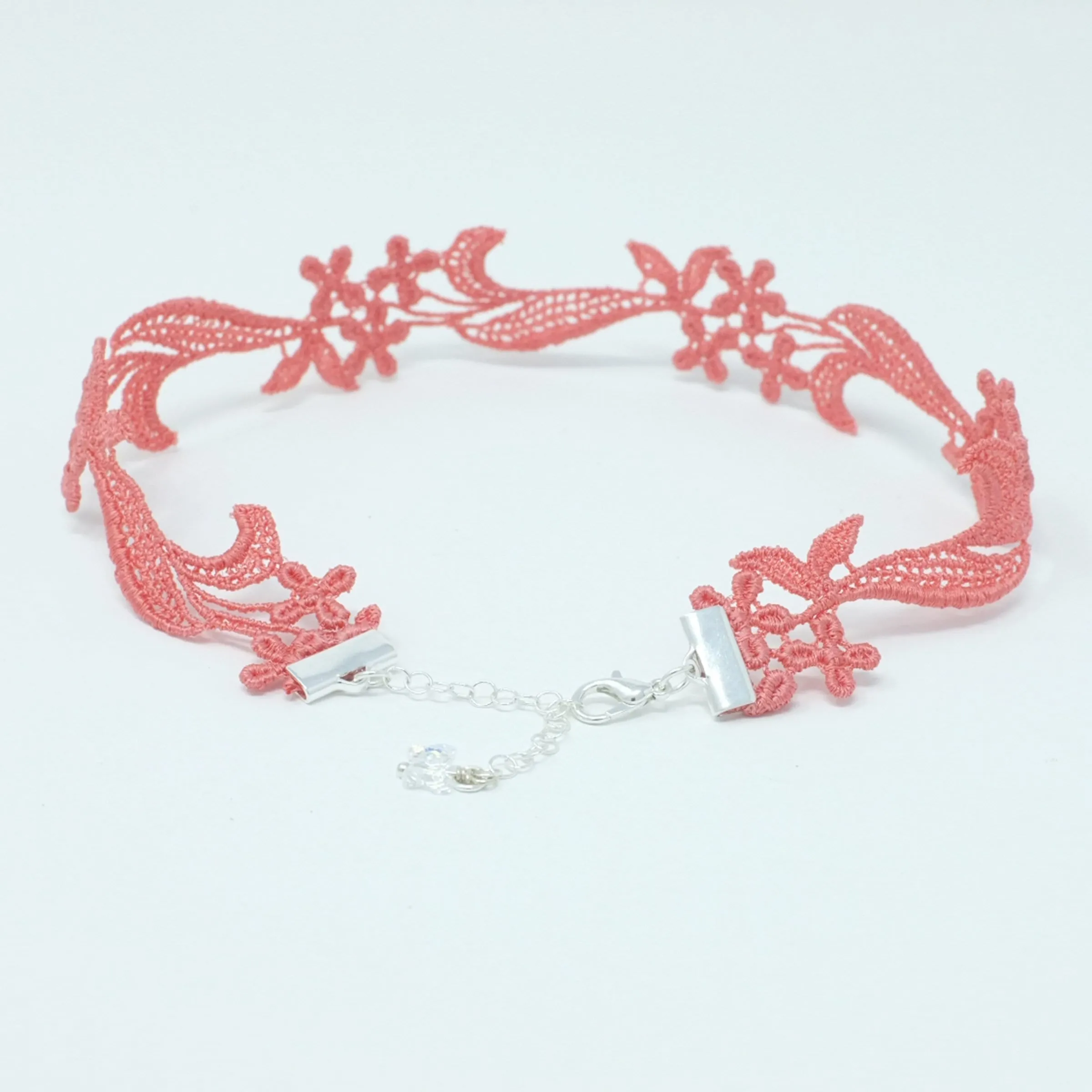 Sophia Coral Pink Floral Choker