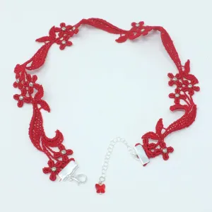 Sophia Floral Choker Necklace with Silver Beads