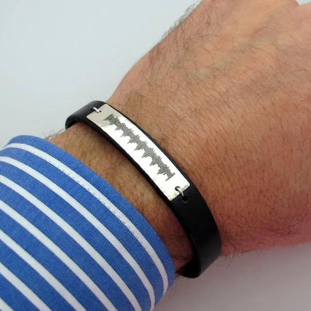 Sound Waves Leather Bracelet for Men