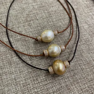 South Sea pearl w/ Gold Diamond Roundels