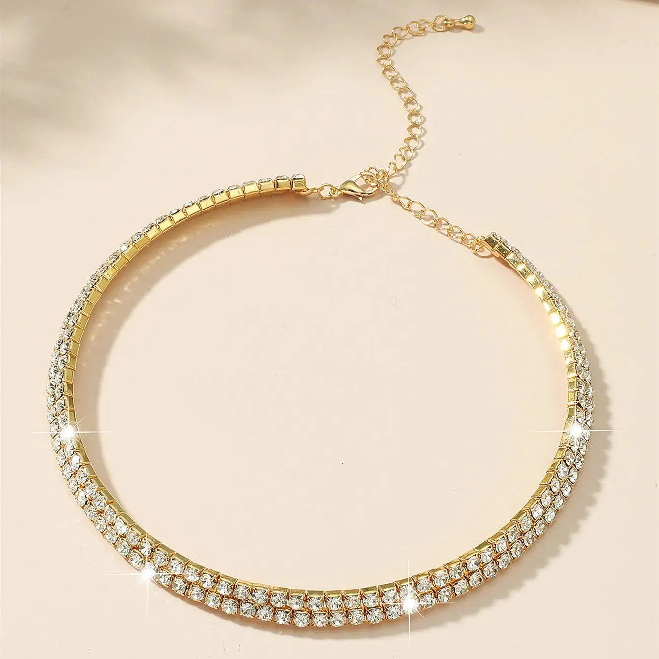 Sparkling Silver Color Crystal Collar Chain Choker Necklace Bridal Women Wedding Party Diamante Rhinestone Choker Jewelry Gifts