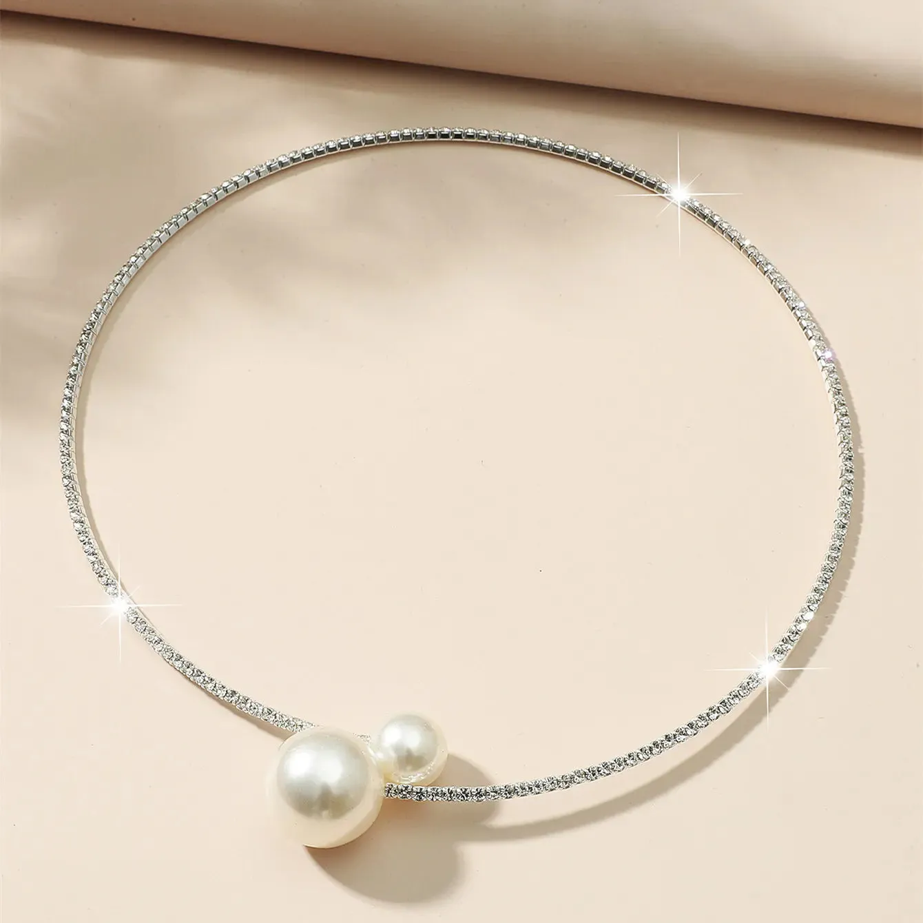 Sparkling Silver Color Crystal Collar Chain Choker Necklace Bridal Women Wedding Party Diamante Rhinestone Choker Jewelry Gifts