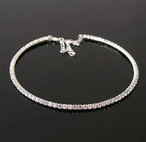 Sparkling Silver Color Crystal Collar Chain Choker Necklace Bridal Women Wedding Party Diamante Rhinestone Choker Jewelry Gifts