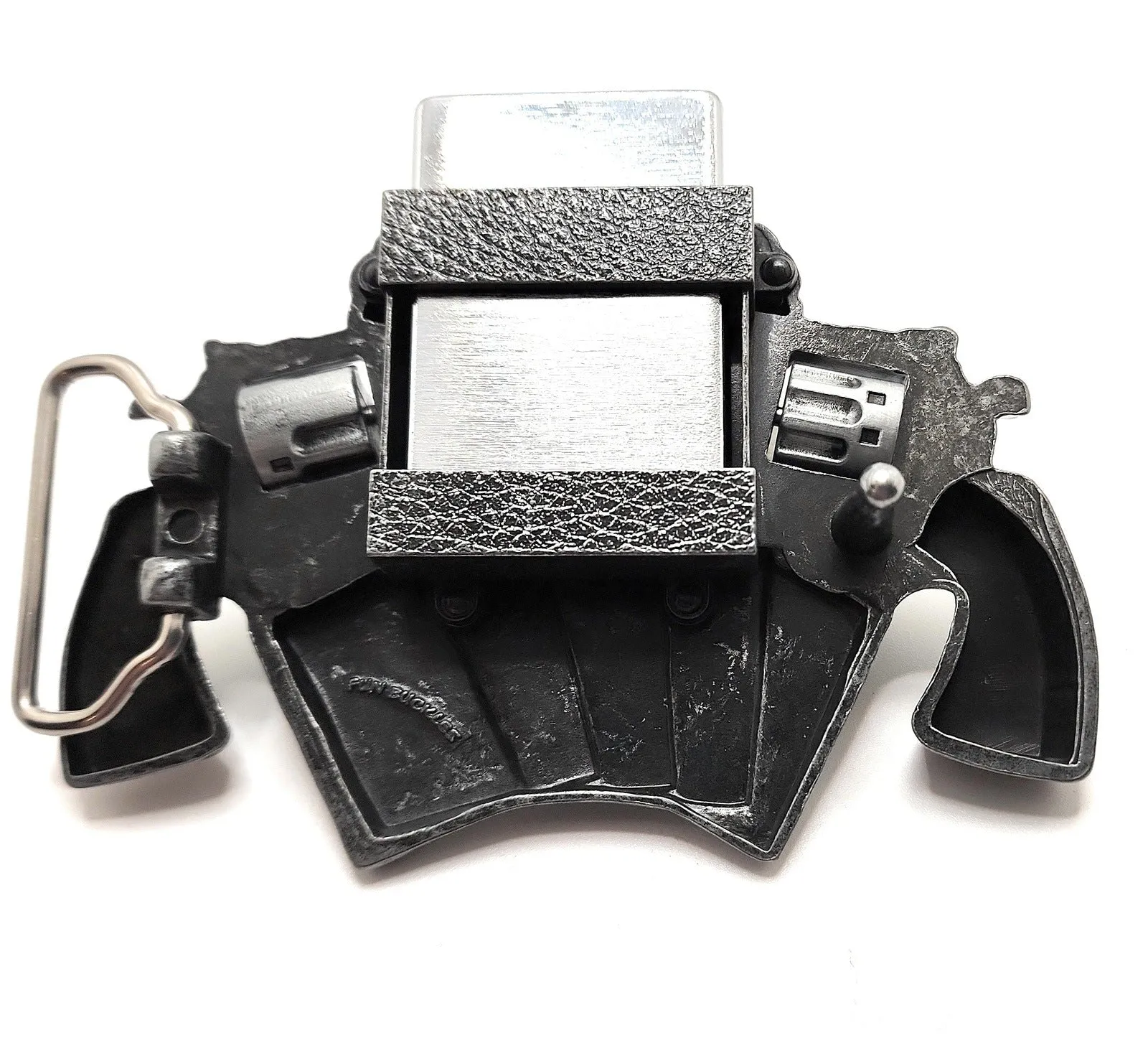Spinning Revolvers Lighter Belt Buckle and Premium Leather Belt