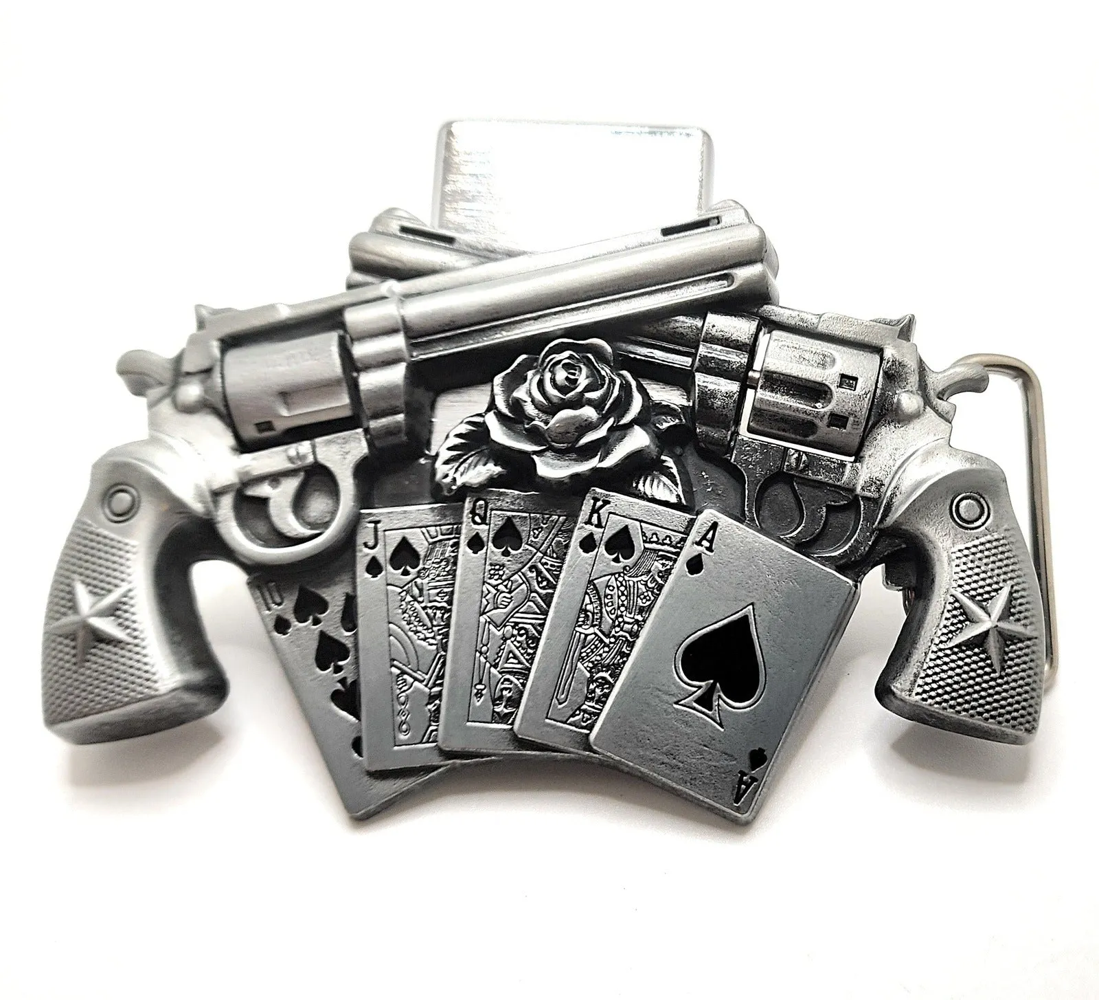 Spinning Revolvers Lighter Belt Buckle and Premium Leather Belt