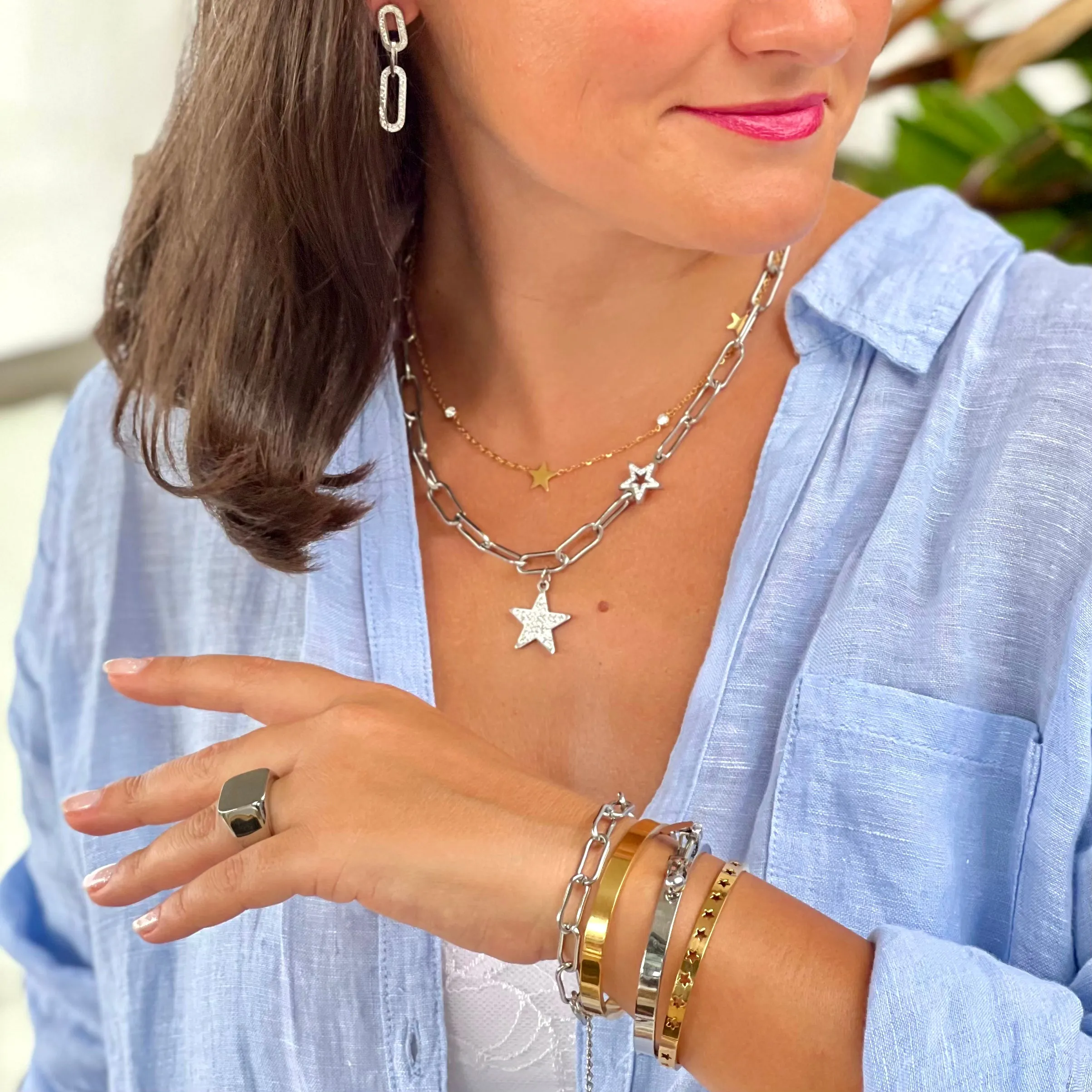 Stamp Silver Bangle
